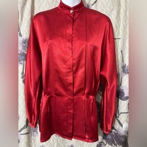 Christian Dior red button up long sleeve blouse